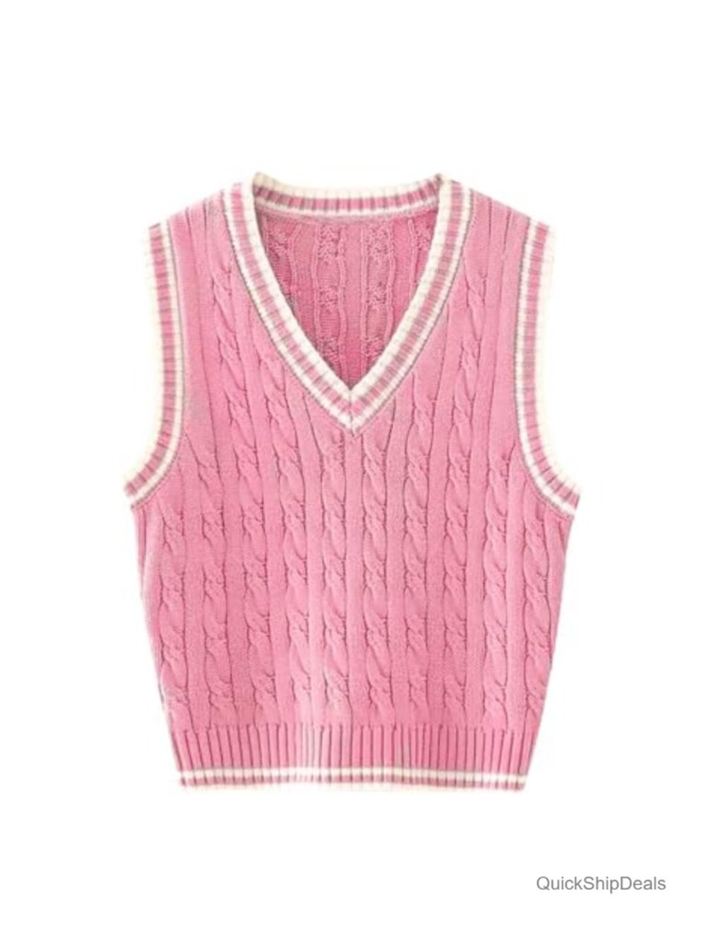 Womens Sleeveless Cotton Sweater Vest V Neck Knit Pullover Top